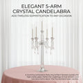 Elegant Advanced 5-Arm Silver Crystal Candlestick Column Custom Handmade Wedding Christmas Deco Lamp Factory Direct Wholesale