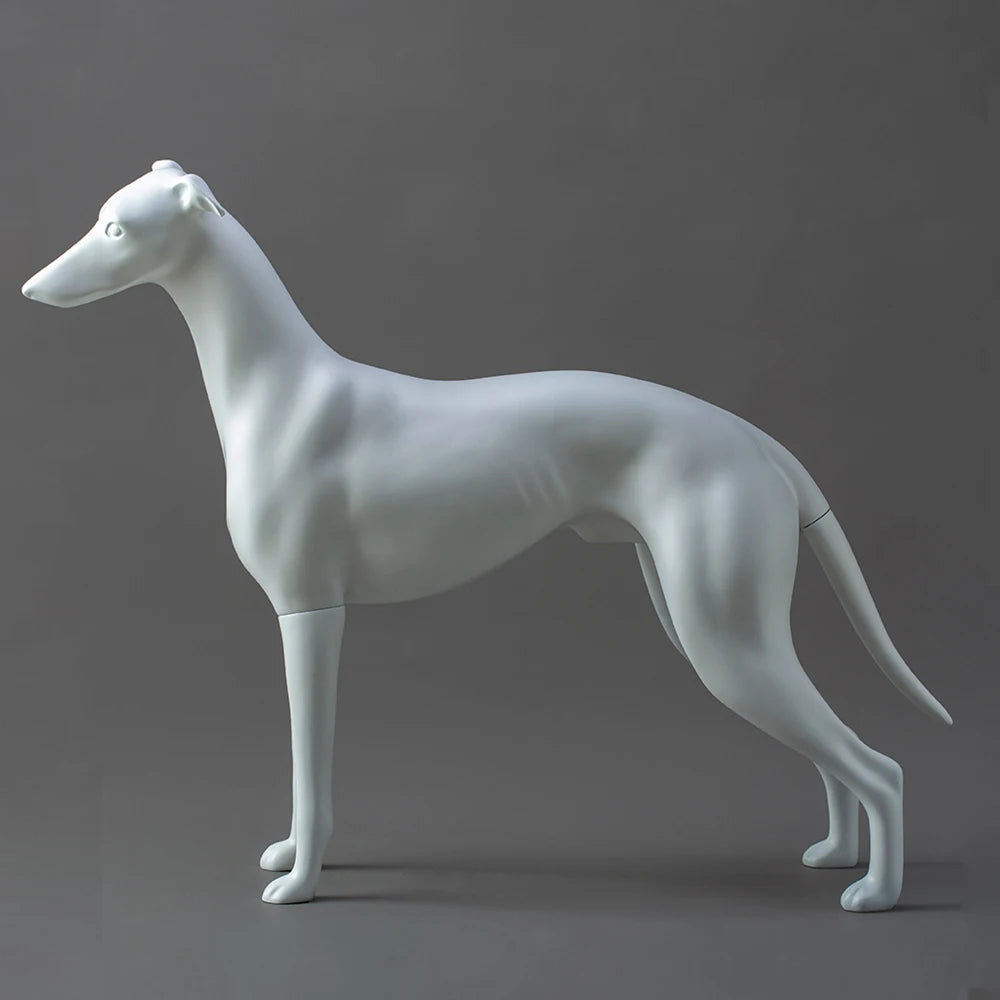White Standing Posture Display Dog Model Fiberglass Dog Mannequin Greyhound Animal Mannequin Model