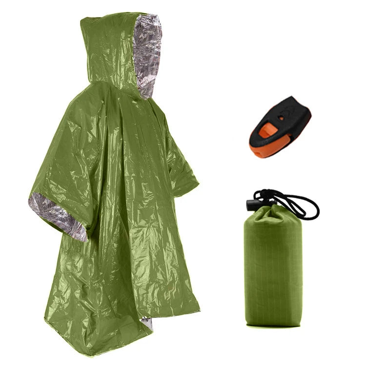 Emergency Tool Waterproof Rain Poncho Reusable Thermal Blanket Lightweight Weather Resistant Poncho Raincoat