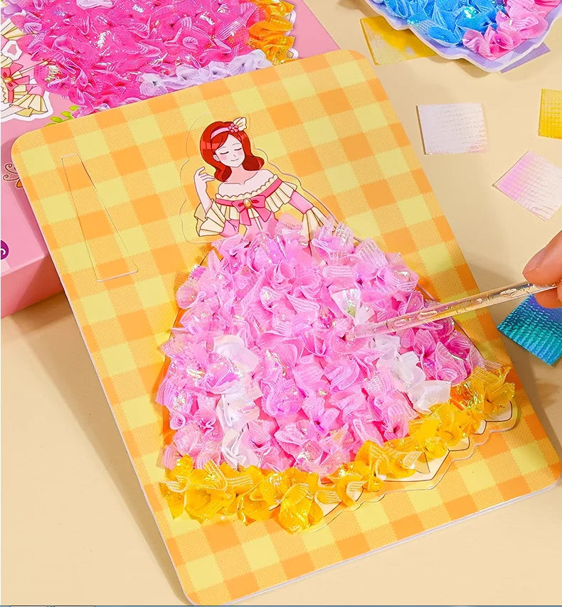Princess Poke Picture Book Handmade DIY  Fun  Books of Stereoscopic Dress-up Sticker Poke  Toys for  Gifts