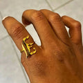 26 Alphabet Gold Letter Ring Adjustable Bijoux Femme Stainless Steel A-Z Font Old English Initials Ring