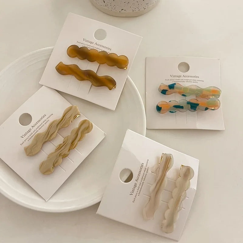 Summer Fashion Hair Accessories Women Custom Handmade Acetate Waves Duck Bill Pin Hair Clips