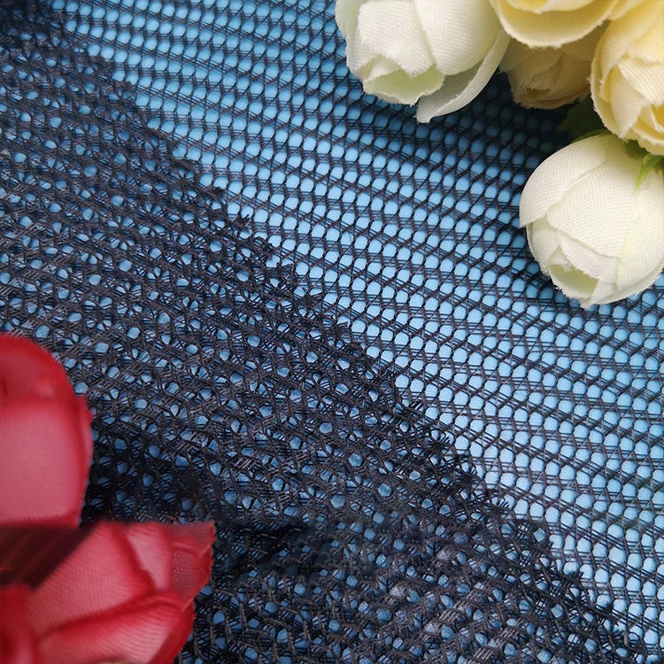 100% Polyester Hexagonal Mesh Fabric for Outdoor Use Warp Knitting Non-Elastic Hardened for Shoes Hats Suitcases Bags for Girls