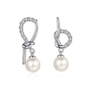 925 Sterling Silver 7mm Freshwater Pearl Moissanite Stud Earrings New Unique Asymmetrical Twist Design Daily Jewelry for Women