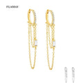 FUAMAY Sterling Silver Zircon Gold Plated Hoop Earrings with Multi Chain Design for Wedding Party Gift