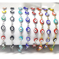 Quake Ecommerce Fashion Plastic Turkish Red Black Blue pink D-evil Eye Bead with Stainless Steel Chain Adjustable Bracelet