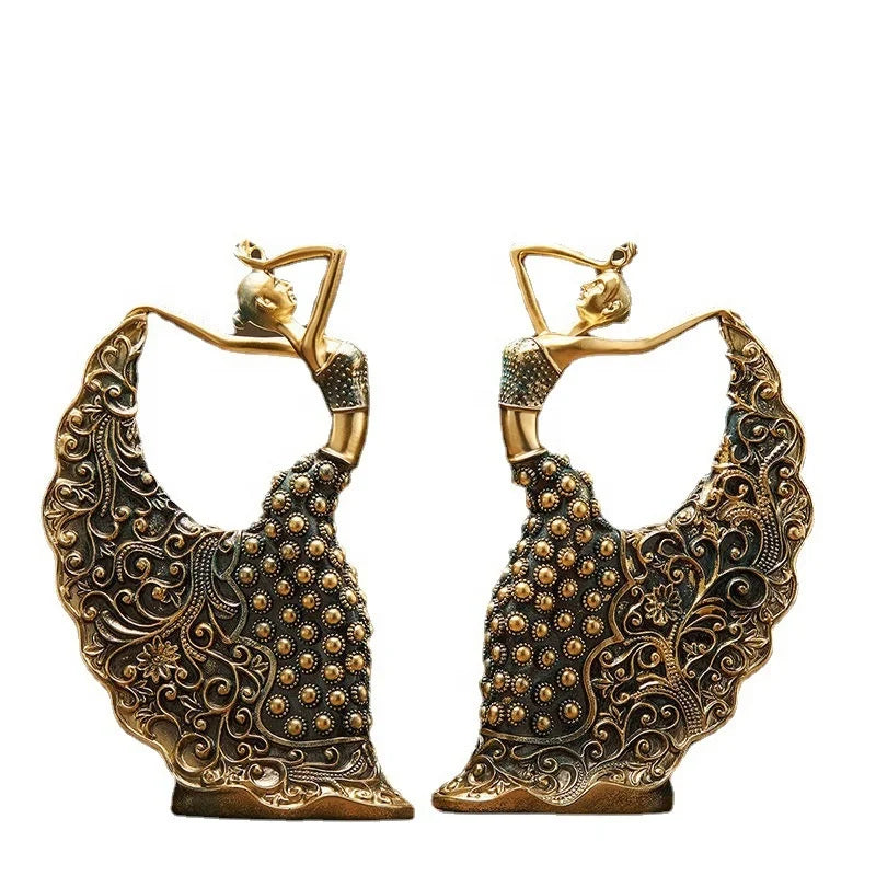 2025 Resin Crafts Home Decor Items for Living Room Dancing Peacock Girl Dancer Statue for Decoration