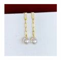 E2087 7-8mm DIY Natural Freshwater Pearl Charm Earrings Mounting Accessory 925 Sterling Silver Gold Plated  Jewelry for Women