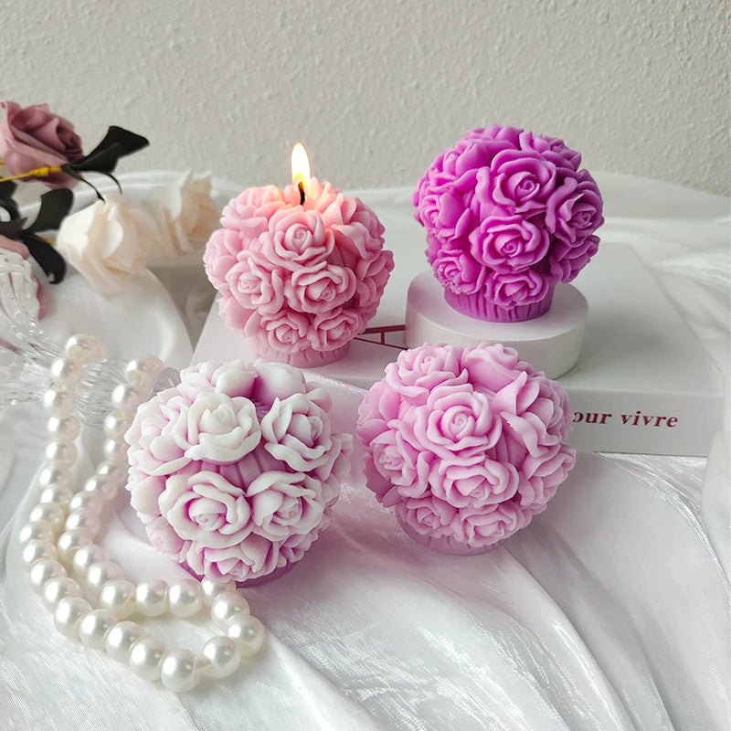 3D Rose Shaped Silicone Mold Food Grade DIY Cake Tool for Valentine's Day Gift Idea for Flowers and Balls