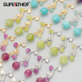 GUFEATHER MC72 18k Gold Rhodium Plated Copper Natural Stone Charms Earrings Necklace Findings DIY Pendants Nickel Free 6pcs/lot