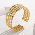 Punk Style 18k Gold Plated Irregular Multi-Layer Design Stainless Steel Bracelet for Women Jewelry