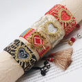 2023 New Bohemian Beads Heart Bracelet Black Red White Miyuki Beads Bracelet Wide Handmade Tassel Bracelet for Women