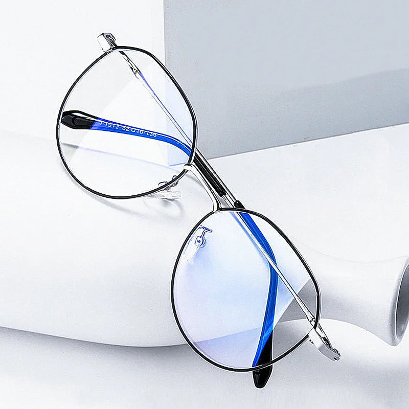 2025 Custom Logo Wholesale Classic Women Men Alloy Computer Eyeglasses Frames Metal Round Anti Blue Light Glasses Men Women