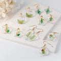 Festive Christmas Dried Flower Earrings Women Pressed Fower Dangle Earrings with Stainless Steel Hooks Holiday Resin Jewelry