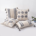 Tufted Decorative Boho Lumbar Pillow Cover for Couch Sofa Woven Cushion Cover with Tassels Moroccan Style Pillow Case