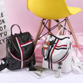 Wholesale Korean Tassel Striped White PU Leather Women's Backpack with Accessory