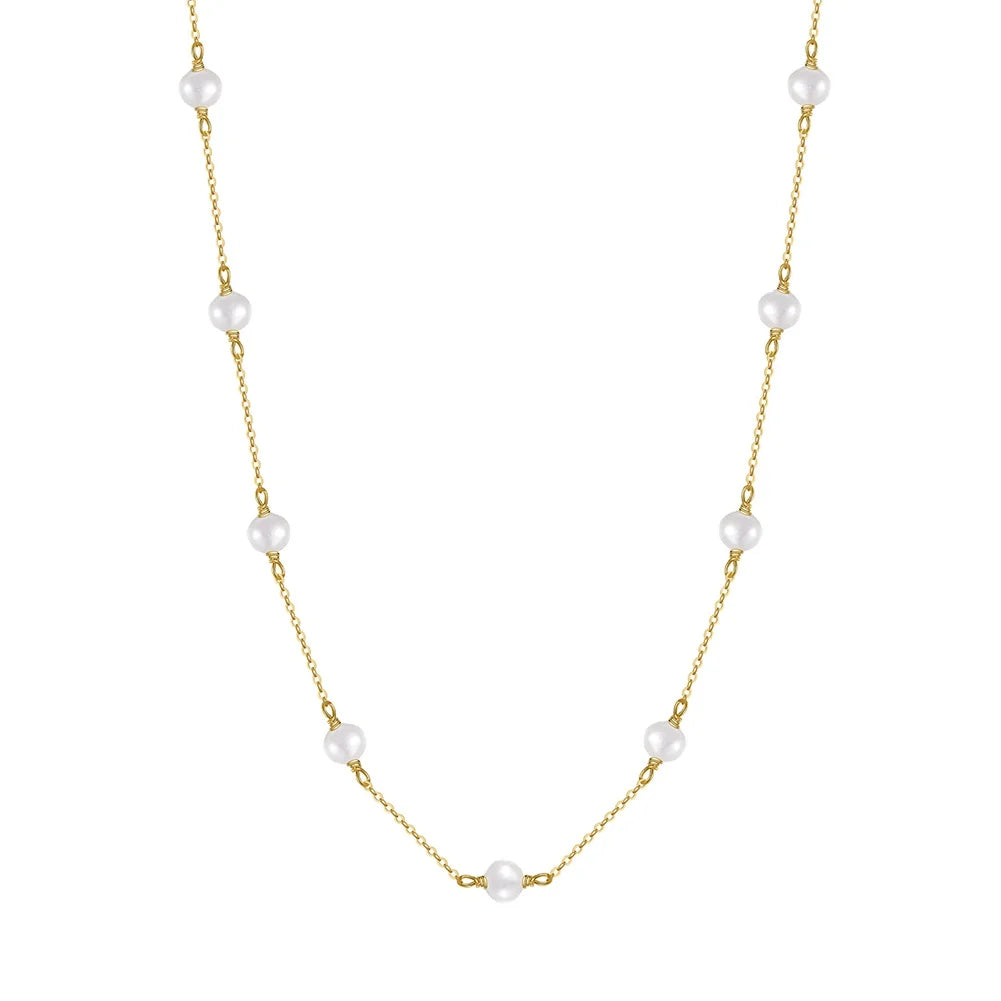Riintin GPN19 Joyas De Plata Genuine Freshwater Baroque Pearls Necklace Chain Adjustable 925 Sterling Silver Necklace for Women