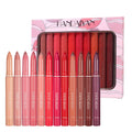 Retro Style 12 Pcs Matte Lip Crayon Gift Set Vintage Waterproof Lipstick Lipliner With Sharpener Cute Cosmetic