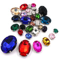 New Arrival 20pcs/Bag 3D Crystal Glass Rhinestones 9 Facets Oval Shape Mixed Sizes Silver Claw Sew-On Technics Loose