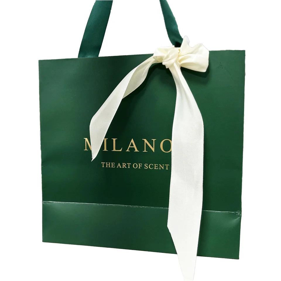 Luxury Cream Beige Custom Recycled Ivory Paper Tote Bag Digital Printing Lamination Ribbon Supermarket Promotion Gift Packaging