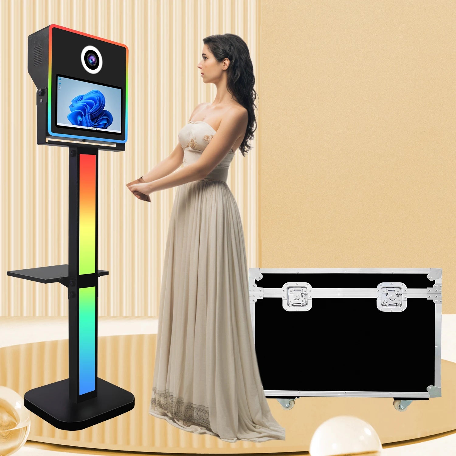 Wholesale Photobooth Machine Compatible With Printer Selfie Photo Booth LED Light Strips DSLR Photo Booth Shell for Events Party