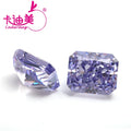 Wholesale Factory Loose Gemstones Crushed Iced Cut Rectangle Cubic Zirconia Violet Color Synthetic Zircon Stones for Women Jewel