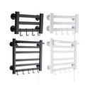 Modern Hotel Bathroom Stainless Steel Silver Wall-Mounted Electric Towel Warmer Rack with Double Towel Bars Heater
