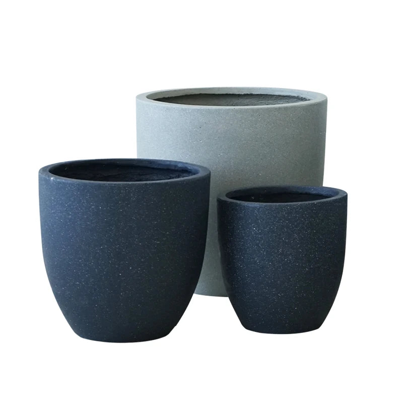 Modern Design Hand Brush Fiberglass Concrete Large Bonsai Pot with Drain Hole for Decor