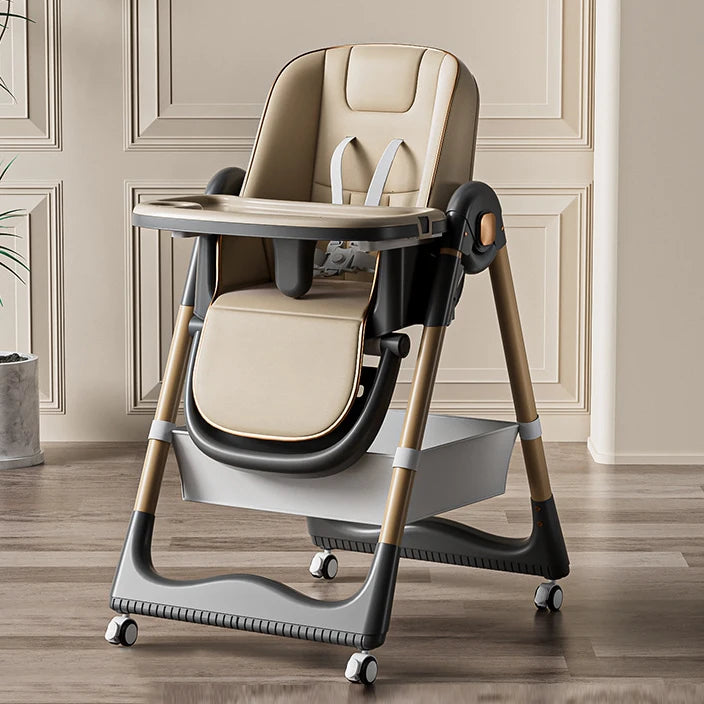 Wheels High Quality PU Leather Cushion Adjustable Fashion Baby Dining Chair Wholesale Portable Children Dining Chair