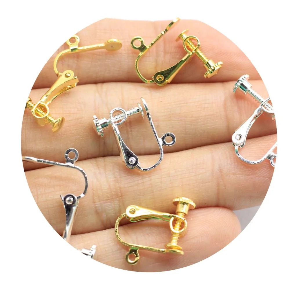 Non-Pierced Earring Converter Gold Sliver Plated Screw Ear Clips Back Component Earring Hook Setting DIY Jewelry Accessory