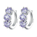 Factory Fashion Jewelry Earrings Purple Flower Cubic Zirconia S925 Sterling Silver Stud Earrings for Women Girls Hypoallergenic
