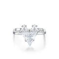 Sweet love Heart Adjustable Zircon Ring S925 Sterling Silver Rhodium Plated Simple Geometric square Open Ring
