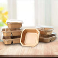 Wholesale Printer Kraft Paper Oval Bowls Paper Disposable Bowls 26oz Paper Kraft Bowls With Lids