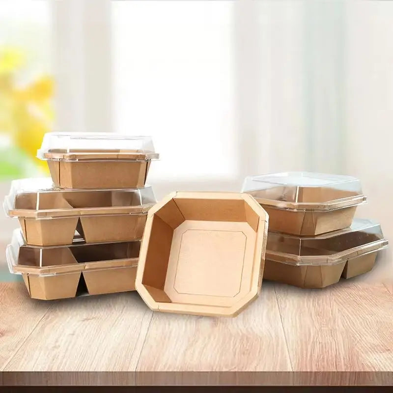 Wholesale Printer Kraft Paper Oval Bowls Paper Disposable Bowls 26oz Paper Kraft Bowls With Lids