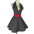 Lovely Sweetheart Retro Apron for Women Red Super Cute Funny Cotton V-Neck Polka Dot Classic Big Wave Apron