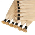 For Caucasian Italian Glue Bond Flat Tip Hair Extensions Human Hair Double Drawn Remy Keratin Extensions