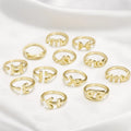 Stocked Wholesale Silver Gold 12 Women Adjustable Horoscope Ring