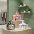 Hot Sale Women's Fashion PU Clear Makeup Bag with Zipper Closure Travel Cosmetic Toiletry Bag in Pink-Wholesale for Girl