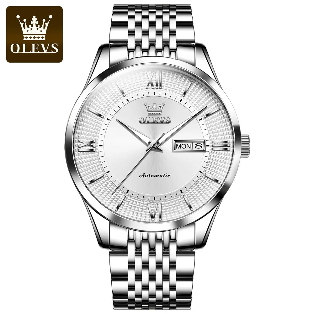 OLEVS 6657 Oem Custom logo Men Automatic Mechanical Watches Business  Stainless Steel Waterproof Wristwatch Men Fashion Clock