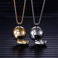 SC Retro Soccer Ball Pendant Necklace Golden Football Pendant Necklace Minimalist Stainless Steel Chain Necklace for Men Women