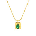 Stainless Steel Zircon Square Pendant Necklace for Women