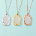 Mirror Stainless Steel Photo Frame Mirror Geometry DIY Smooth Surface Laser Engraved Simple Pendant Necklace