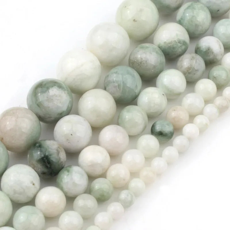 Wholesale Round 4/6/8/10/12mm Mixed Color Light Green White Jade Loose Stone Beads for Jewelry DIY MegaBDM