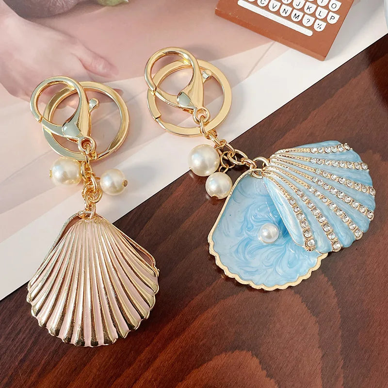 Fashion Cute  Shell Conch Keychain for Woman Girls Bag Charm Trinket Metal Keychain Bag Charm Keyring