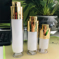 15ML 30ML 50ML Round Golden Cap Double Wall White Twist up Plastic Cosmetic Airless Lotion Pump Bottle