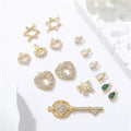 Wholesale Fashion 14K Gold Plated Cubic Zirconia Stone Pendant Heart Hexagram Charms for Necklace Jewelry Making