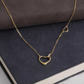 Elegant Double Heart 14K Gold Plated 925 Sterling Silver Pendant Necklace for Women Girls