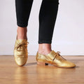 Female Shoes Factory Customized Gold Vegan Leather Shoes Wholesale Customized Girls Vegan Leather Cut Out Shoes Business