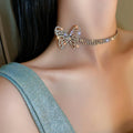2022 Beautiful Butterfly Crystal Choker Necklaces for Women Shine Short Rhinestone Diamond Necklaces Statement Jewelry