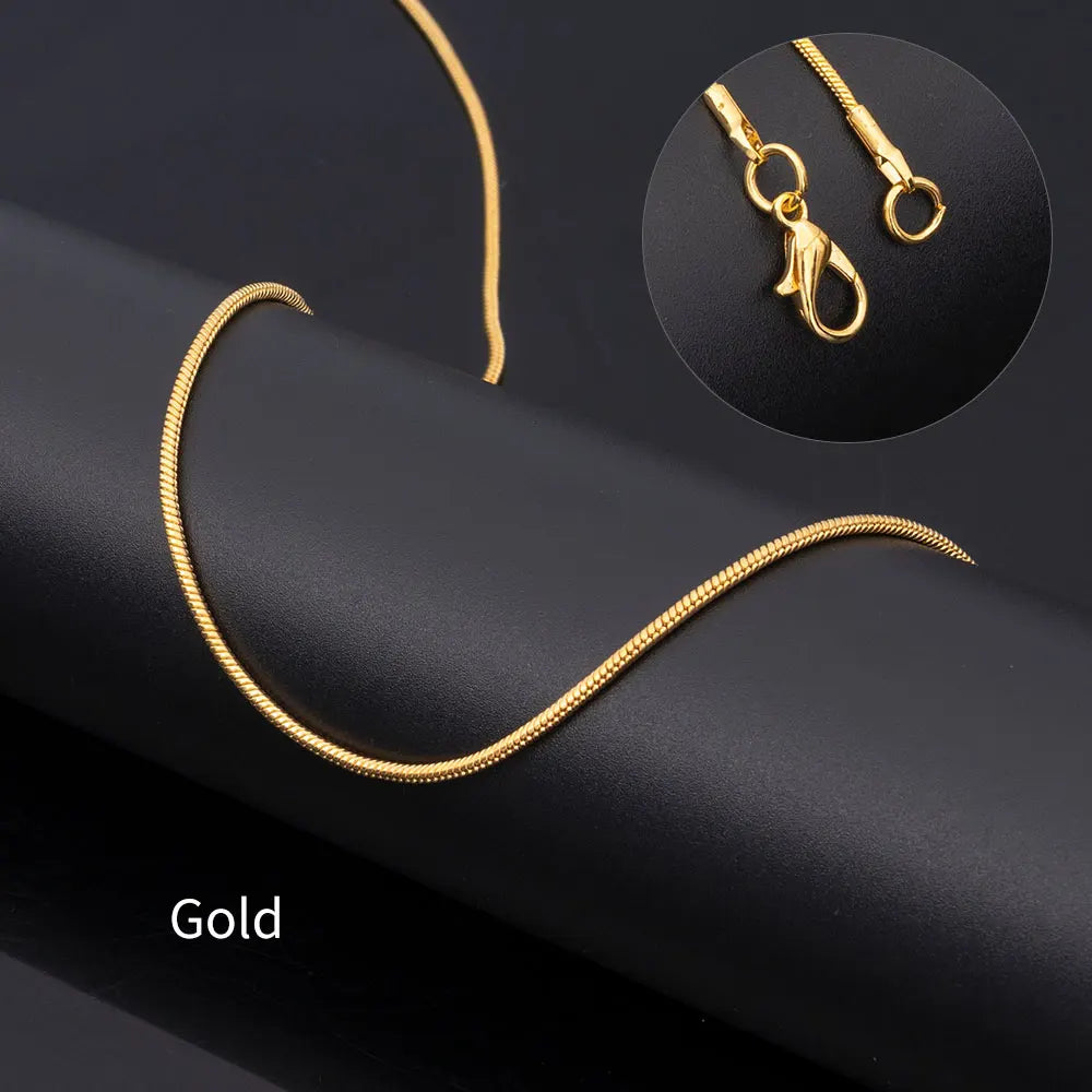 PB015 2.0mm Copper Snake Chain Necklace Gold Silver Plated Dainty Herringbone Link Chain